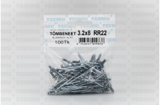 Tõmbeneet 3.2x 8 Alumiinium/Teras RR22/RAL7001 Pakend 100tk